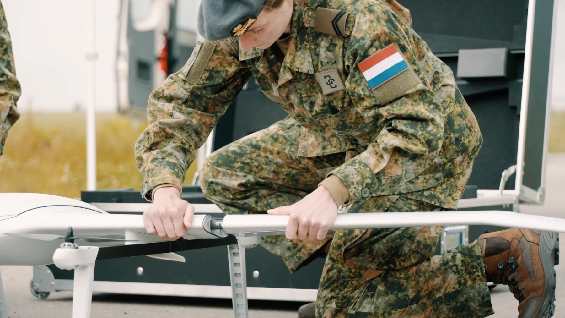 DeltaQuad Evo Tactical being assembled during an official field deployment